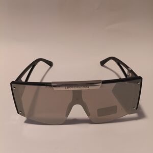 New True Religion Unisex Mirror Shield Sunglasses - Silver Futuristic Visor - NW